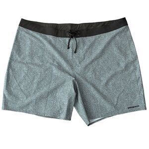 Patagonia Hydropeak Board Shorts 44x8 Gray Blue Print Stretch Surf NEW